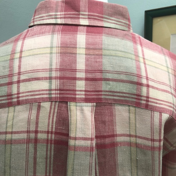 Valerie Stevens Plaid Linen Button Up Blouse/Tunic - Picture 10 of 12
